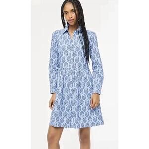 J. Crew Collared Floral Mini Shirtdress Women’s 2 Blue Preppy Cottagecore 2036